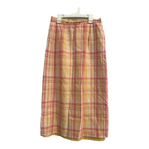 Vintage Aldofo Studio Linen Pink and Orange Plaid Maxi Skirt // Size 10-M